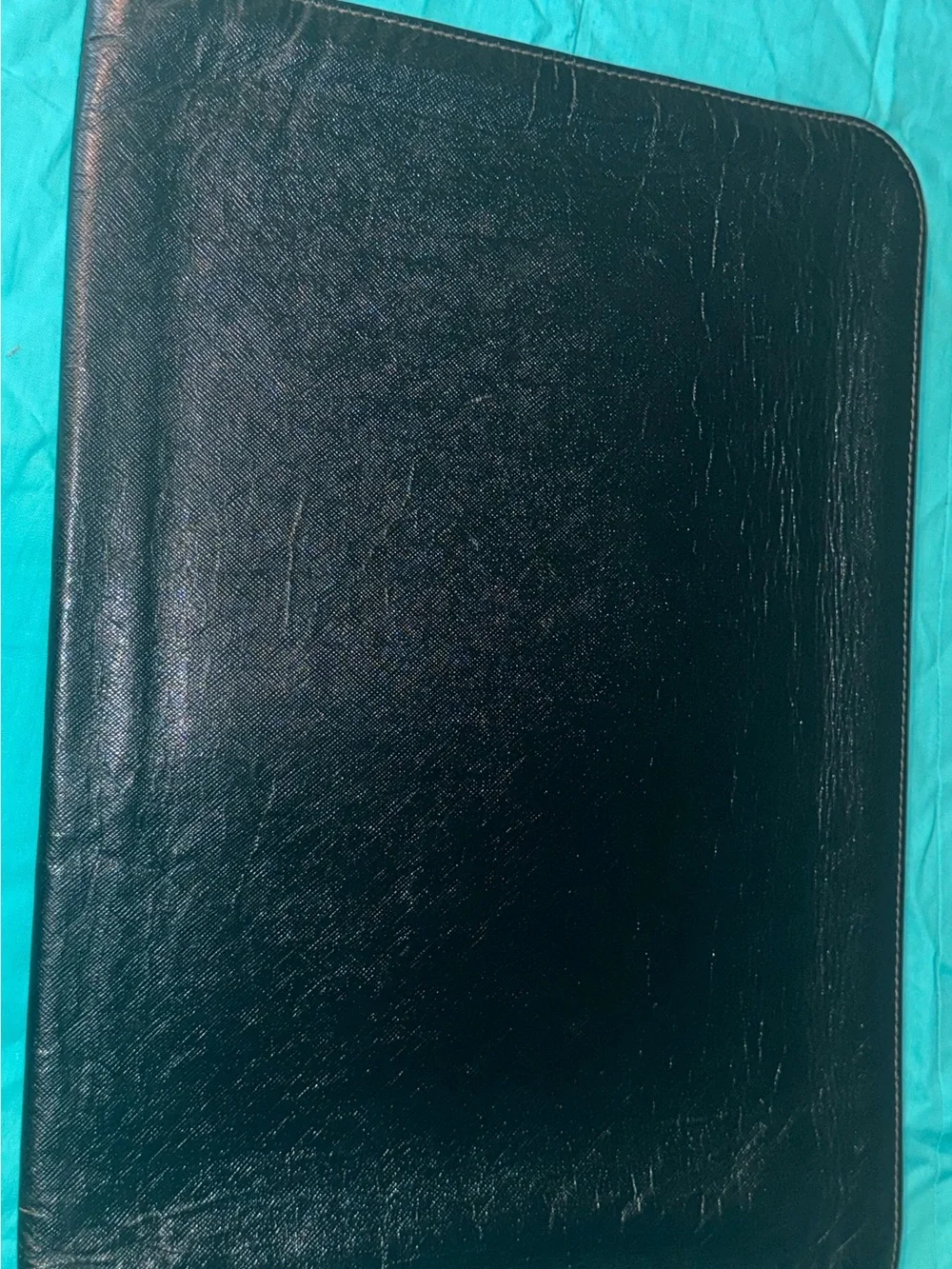 Celine Black Leather Laptop Folio with Embossed Crest